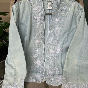 🌟 Chico's 🌟 Denim Embroidered Jacket